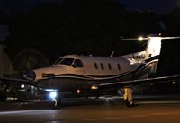 N168AJ @ KRHV - Stratos Partners LLC (Los Gatos, CA) 2000 Pilatus PC-12/45 taxing in for a late night PAX drop off at Reid Hillview Airport, San Jose, CA. - by Chris Leipelt