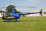 G-PIXL @ X5FB - Robinson R44 Raven II on a re-fueling stop at Fishburn Airfield, July 2008. - by Malcolm Clarke