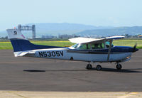 N5305V @ KAPC - American Academy of Aeronautics 1980 Cessna 172RG taxis in @ Napa County Airport, CA with iconic Napa River RR Bridge in background - by Steve Nation