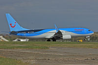 G-FDZS @ EGFF - 737-8K5, Thomson Airways, call sign Thomson 83D, seen departing runway 12 en-route to Tenerife Sur.
