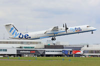 G-ECOO @ EGFF - Dash 8, Flybe, call sign Jersey 3QJ, previously C-FUOH, seen departing runway 12 en-route to Belfast City.