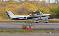 G-RUIA @ EGFH - Resident Reims/Cessna Skyhawk operated by Cambrian Flying Club departing Runway 28. - by Roger Winser