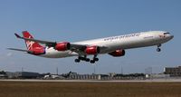 G-VFIZ @ MIA - Virgin Atlantic A340-600.  Apparently this aircraft is named after a Trailer Park Boys character