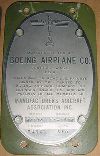 N31338 @ KMWH - Here is a close up of the Boeing Data Plate - by William Miranda