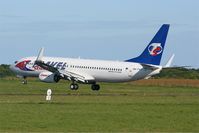 OK-TVT @ LFRB - Boeing 737-86N, Landing rwy 25L, Brest-Bretagne airport (LFRB-BES) - by Yves-Q