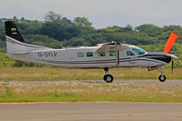 G-SYLV @ EGFH - Grand Caravan, Skydive Swansea, previously N40753, EC-IEV, D-FAAH, UR-CEGC, D-FAAH, seen departing runway 28 with a stick of x10 Parachutists.