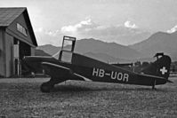 HB-UOR @ LSZA - During some maintenance at Lugano-Agno 1955-09-12. HB-registered 1946-10-18 until 1963-06-11. Scanned from a 6x9cm b+w-negative. - by sparrow9
