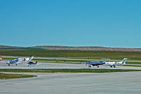 N43NG @ RAP - Taxiing at Rapid City Airport (second from right).