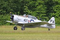 F-AZRB @ LFFQ - North American SNJ-5 Texan, Landing rwy 28, La Ferté-Alais airfield (LFFQ) Airshow 2015 - by Yves-Q