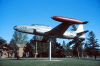 21079 @ CYBN - CT-133 21079 shown displayed on a pedestal at Canadian Forces Base Borden, Ontario in May 1988.