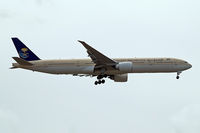 HZ-AK13 @ EGLL - Boeing 777-368ER [41049] (Saudia) Home~G 12/07/2012. On approach 27L. - by Ray Barber