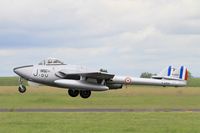 F-AZOO @ LFOA - De Havilland (FFA) Vampire FB.6 (DH-100), Landing rwy 24, Avord Air Base 702 (LFOA) Open day 2016 - by Yves-Q