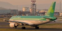 EI-EPR @ EGAC - Aer Lingus Airbus A319 (EI-EPR) catches the low sun before making a late-afternoon departure to Heathrow. - by Albert Bridge