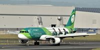 EI-DEI @ EGAC - Aer Lingus Irish Rugby-liveried Airbus A320 arriving at Belfast City from Faro. - by Albert Bridge