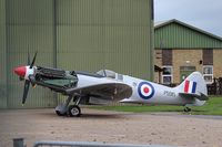 PS915 @ EGXC - now fully restored and repainted at Duxford (UK) in the silver colours of Flight Lieutenant Ted Powles AFC who took another Spitfire mkPRXIX to 51500ft a record for piston engines that still stands today, engine cowls removed in photo for engine run ups, - by Jez Poller
