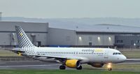 EC-MBD @ EGAC - Vueling Airbus A320 (EC-MBD) arriving at Belfast City with a rugby charter from Clermont-Ferrand. - by Albert Bridge