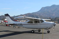 N6436B @ SZP - 1978 Cessna T210M TURBO CENTURION II, Continental TSIO-520R 300 Hp max, 285 Hp continuous, 6 seats, wing Micro vortex generators, cruise-198 knots, taxi to Fuel Dock - by Doug Robertson