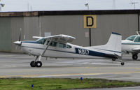 N817 @ KSQL - 1977 Cessna 180K Skywagon visiting from Southern California @ San Carlos Airport, CA - by Steve Nation