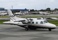 N467MA @ KSQL - ALC Aviation LLC (Cheyenne, WY) 1984 Mitsubishi MU-2B taxiing for take-off from San Carlos Airport, CA home base - by Steve Nation