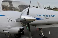 N127US @ KRHV - 2008 Diamond Star DA-42 close up of props at Reid Hillview Airport, San Jose, CA. - by Chris Leipelt