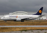 D-ABEK @ LFBO - Taxiing holding point rwy 32R for departure in special Fanhansa c/s - by Shunn311