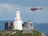 G-GLAB - Off airport. Helicopter operated by PDG Helicopters taking supplies to the Mumbles Lighthouse, Mumbles Head, Swansea, Wales. UK. - by Roger Winser