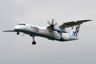 G-JECV @ EGNT - De Havilland Canada DHC-8-402Q Dash 8 on approach to 25 at Newcastle Airport. April 23rd 2009. - by Malcolm Clarke