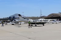 N700LD @ CMA - 1981 Piper (Ted Smith) AEROSTAR 602P, 2 Lycoming TIO-540-AA1A5 290 Hp each, pressurized, 6 seats, taxi with monitors at AOPA FLY-IN - by Doug Robertson