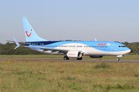 OO-JEF @ LFRB - Boeing 737-8K5, Take-off run rwy 07R, Brest-Bretagne airport (LFRB-BES) - by Yves-Q