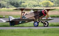 G-BNAI @ EGFH - Visiting W-11 biplane coded 5 in the camouflage and markings of a WWI US Army Air Service 94th Aero (Pursuit) Squadron aircraft. - by Roger Winser