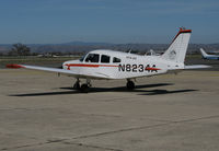 N8234A @ KPRB - NAS Lemoore, CA Flying Club 1980 Piper PA-28-161 Cherokee painted in VFA-94 Shrikes color scheme taxiing @ Paso Robles Municipal Airport, CA - by Steve Nation