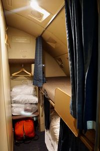 N121UA @ KSFO - Flight deck crew rest bunkbeds. SFO. 2017. - by Clayton Eddy