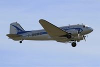 F-AZTE @ LFRU - Douglas C-47A Skytrain, Take off rwy 23, Morlaix-Ploujean airport (LFRU-MXN) Air show 2017 - by Yves-Q