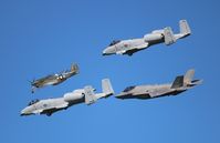 11-5038 @ OSH - F-35 with 2 A-10s and a P-51 - by Florida Metal
