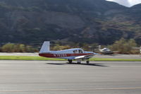 N7828V @ SZP - 1964 Mooney M20E SUPER 21, Lycoming IO-360-A1A 200 Hp, landing roll Rwy 22 - by Doug Robertson