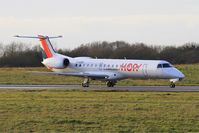 F-GUBC @ LFRB - Embraer ERJ-145LR, Taxiing to holding point rwy 25L, Brest-Bretagne airport (LFRB-BES) - by Yves-Q