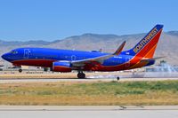 N447WN @ KBOI - Touch down on RWY 28L. - by Gerald Howard
