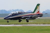 MM54505 @ LFOA - Italian Air Force Aermacchi MB-339PAN, N°5 of Frecce Tricolori Aerobatic Team 2016, Landing rwy 24, Avord Air Base 702 (LFOA) Open day 2016 - by Yves-Q