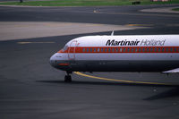 PH-MBZ @ EHAM - Martinair Holland MD-82 taxiing at Schiphol airport, the Netherlands, 1982 - by Van Propeller