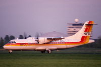 F-ODSA @ EHAM - Nürnberger Flugdienst ATR42-300 taxiing at Schiphol airport, the Netherlands, 1987 - by Van Propeller