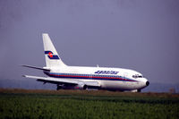 EC-DUL @ EHAM - Spantax Boeing 737-2T4 landing at Schiphol airport, the Netherlands, 1984 - by Van Propeller