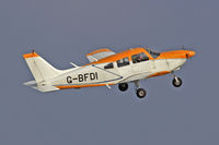 G-BDFI @ EGFF - CHEROKEE ARCHER II, EGFF Resident, seen departing r12 for local flight.
