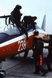 XX238 @ EBST - RAF Hawk T.1W XX238 at EBST eighties - by Guy Vandersteen