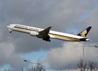 9V-SWF @ EGLL - Boeing 777-312/ER departing London Heathrow. - by moxy