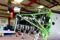 G-BTWF @ EGBR - in hanger for maintenence, with cowlings removed the upside-down Gipsy Major engine is seen in all its glory! - by Jez Poller