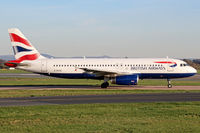 G-EUYA @ EGCC - on taxiway Bravo to runway 05L for evening rotation to Heathrow, - by Jez Poller