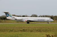 D-AOLG @ LFRB - Fokker 100, Taxiing to holding point rwy 25L, Brest-Bretagne airport (LFRB-BES) - by Yves-Q