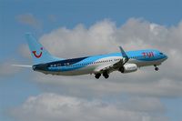 OO-JEF @ LFRB - Boeing 737-8K5, Take off rwy 07R, Brest-Bretagne airport (LFRB-BES) - by Yves-Q
