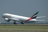 A6-EFM @ EHAM - Emirates SkyCargo Boeing 777-F1H taking off from Schiphol airport, the Netherlands - by Van Propeller