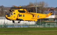 ZH545 - Off airport. RAF SAR helicopter lifting off from KGV Playing Fields, Ashleigh Road, Swansea UK. - by Roger Winser